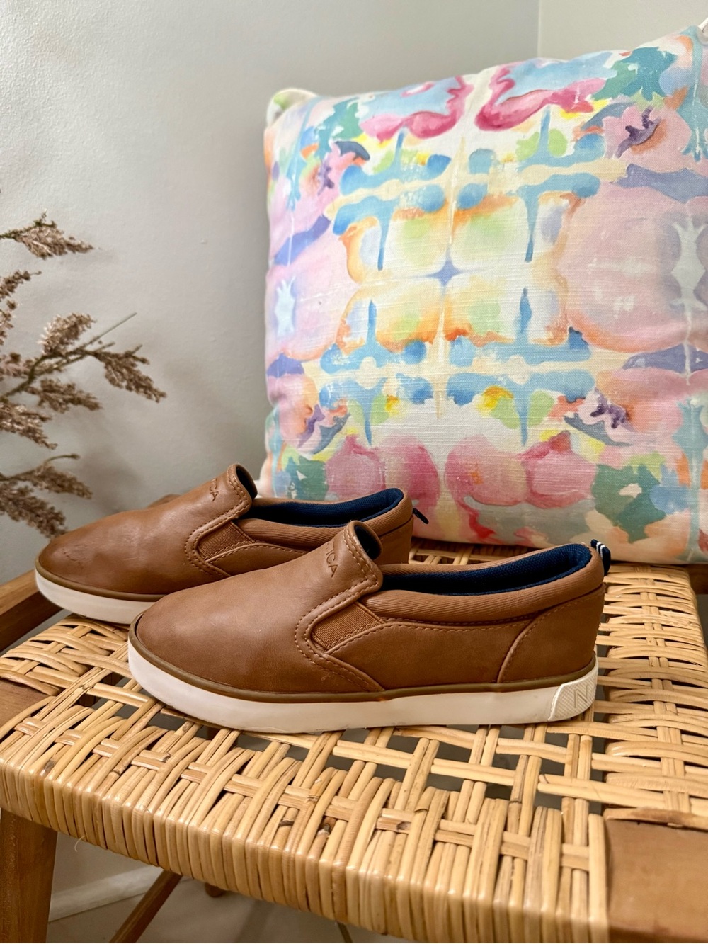 Nautica Boys Brown Slip-On Casual Shoes with Navy Lining